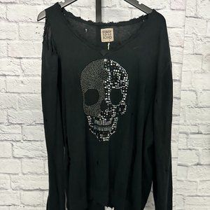 Furst of a Kind Distressed Skull Top - NWT